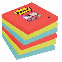 Bloczek samoprzylepny 654-6SS-JP Post-it® Super Sticky, sercowe kolory, 6 sztuk po 90 kartek, 76x76 mm