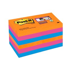 Bloczek samoprzylepny 622-12SS-EG Post-it® Super Sticky, iskrzące kolory, 12 sztuk po 90 kartek, 51x51 mm