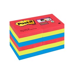 Bloczek samoprzylepny 622-12SS-JP Post-it® Super Sticky, sercowe kolory, 12 sztuk po 90 kartek, 51x51 mm