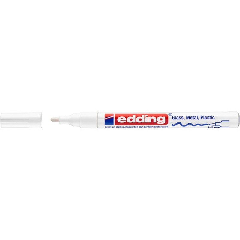 Marker olejowy połyskujący e-751 EDDING, 1-2 mm, biały