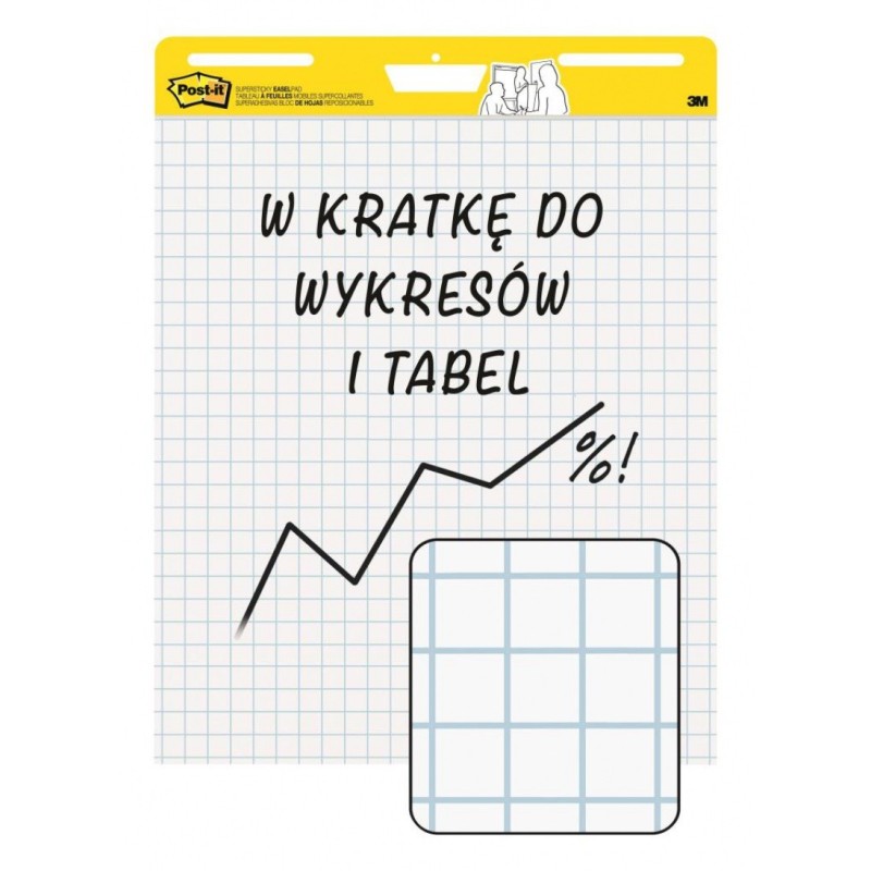 Samoprzylepne arkusze konferencyjne Post-it Super Sticky, na flipchart, 63,5x76,2cm, w kratkę do wykresów, 30 kart., białe