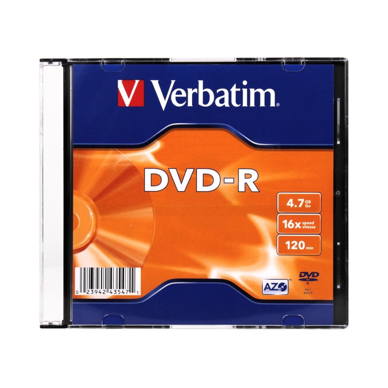 Płyta VERBATIM DVD-R slim jewel case 4,7GB 16x Matt Silver
