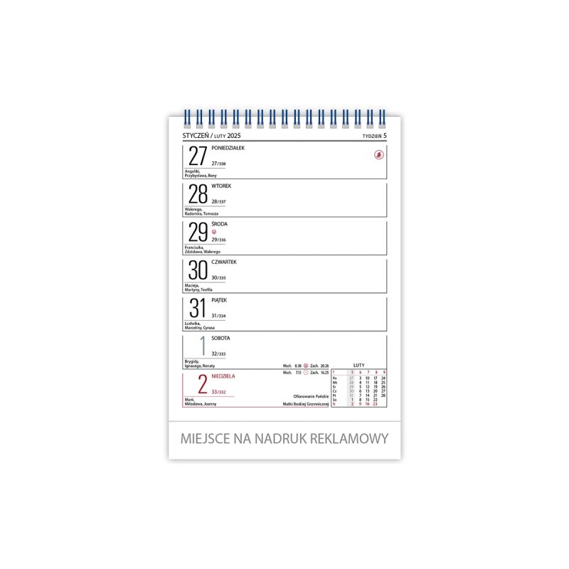 Kalendarz biurowy MERKURY H5 stojący pionowy 152x225mm 2025 TELEGRAPH