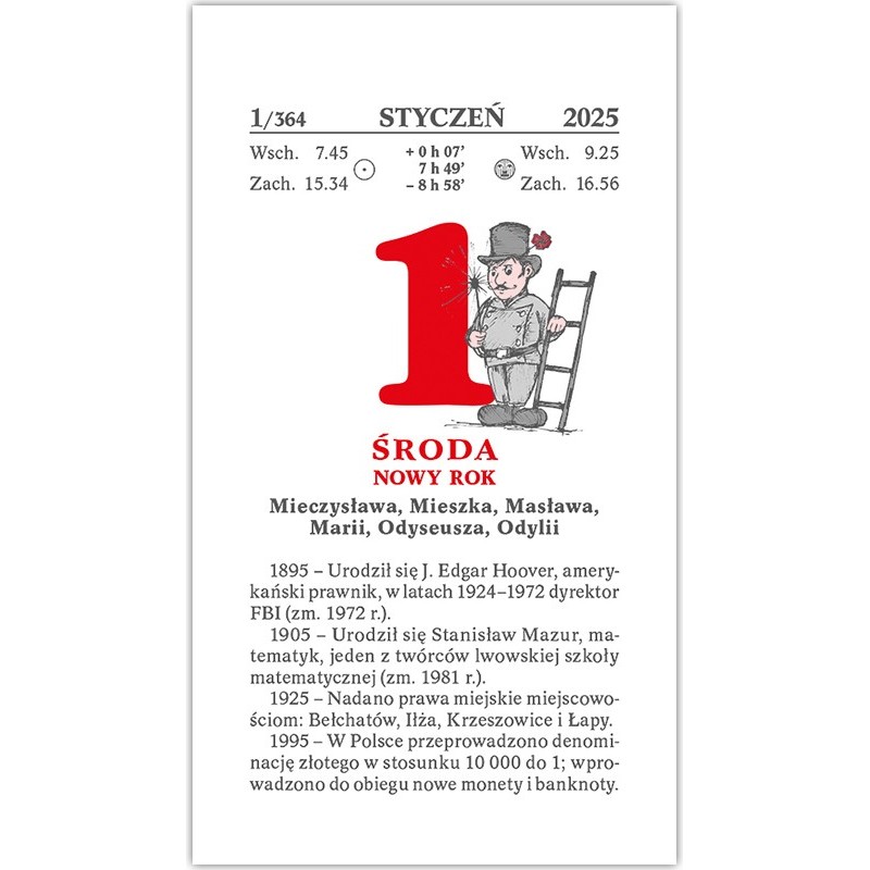Kalendarz RODZINNY Z1 zdzierak 76x135mm 2025 TELEGRAPH
