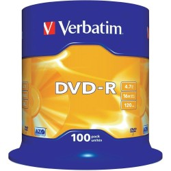 Płyta DVD-R VERBATIM AZO, 4,7GB, prędkość 16x, cake, 1000szt., srebrny mat.