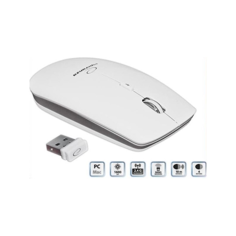 Mysz bezprzewodowa optyczna USB SATURN biała EM120W ESPERANZA