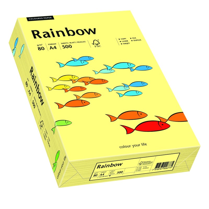 Papier Ksero kolorowy Rainbow jasno żółty 12