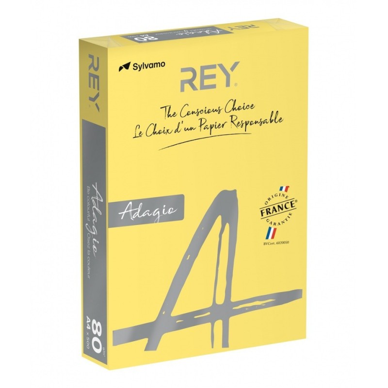 Papier Ksero REY ADAGIO, A4, 80gsm, 58 żółty cytrynowy intense *RYADA080X411 R100