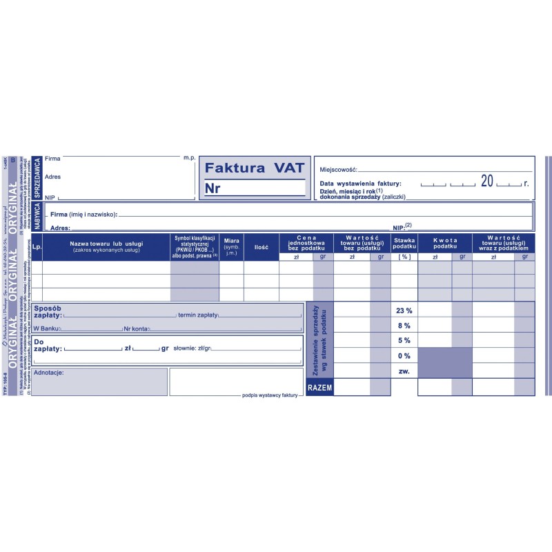 Faktura VAT MICHALCZYK I PROKOP 1/3 A4 80 kartek