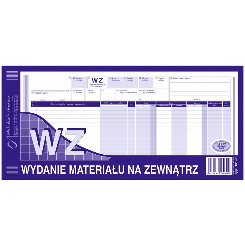 WZ wydanie materiałów na zewnątrz MICHALCZYK I PROKOP 1/3 A3 80 kartek