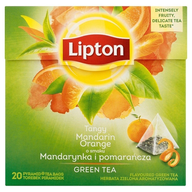 Herbata LIPTON, piramidki 20 torebek zielona mandarynka i pomarańcza