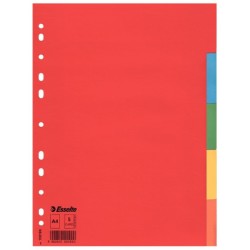 Przekładki, kolorowy karton bez karty opisowej A4, 5 kart ESSELTE