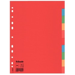 Przekładki ESSELTE kolorowy karton bez karty opisowej A4, 10 kart