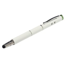 Długopis, wskaźnik, mini latarka, rysik do urządzeń z dotykowym ekranem, 4w1 Stylus, biały Leitz 64140001