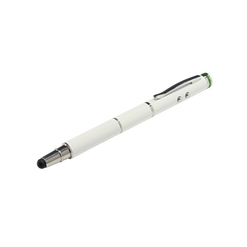 Długopis, wskaźnik, mini latarka, rysik do urządzeń z dotykowym ekranem, 4w1 Stylus, biały Leitz 64140001