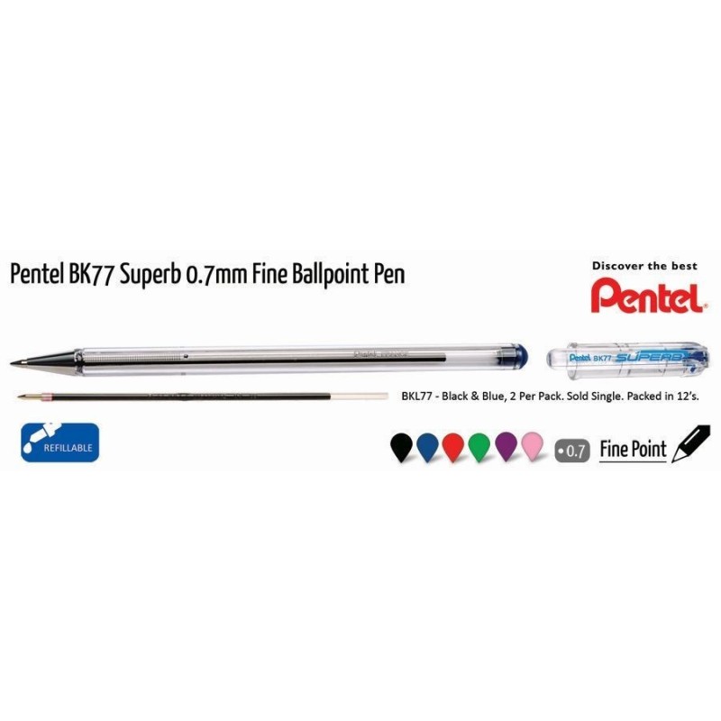 Długopis PENTEL SuperB BK77 Różowy