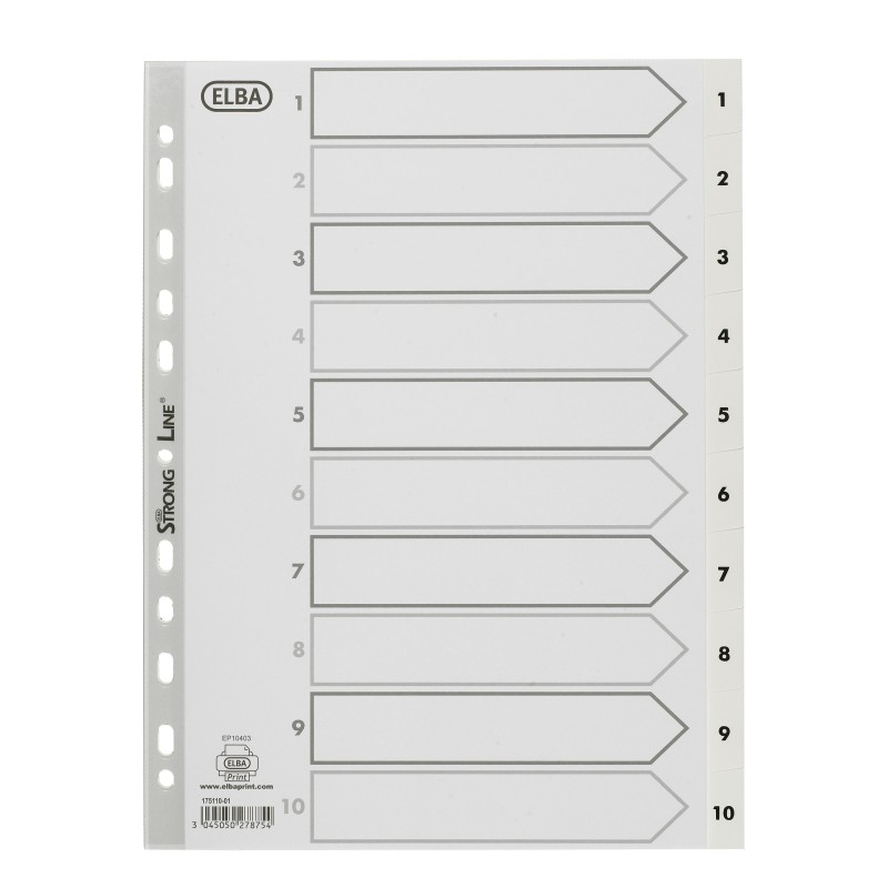 Przekładki Numeryczne Elba A4 10T PP12/100 bia