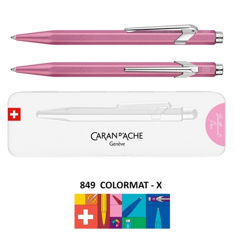 Długopis CARAN D'ACHE 849 Colormat-X, M, w pudełku, różowy