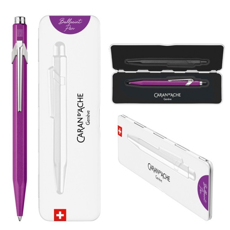 Długopis CARAN D'ACHE 849 Colormat-X, M, w pudełku, fioletowy