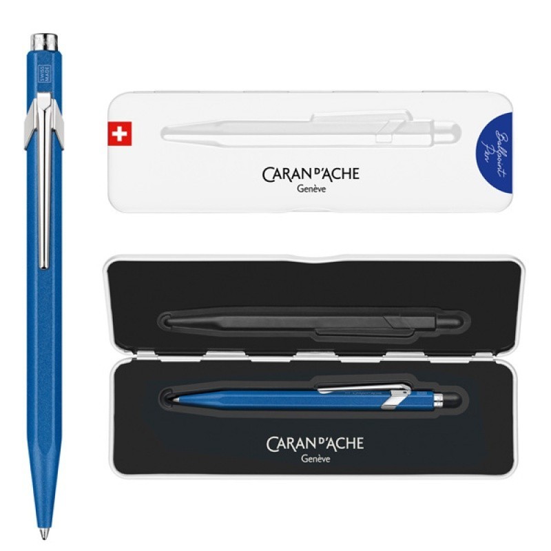 Długopis CARAN D'ACHE 849 Colormat-X, M, w pudełku, niebieski