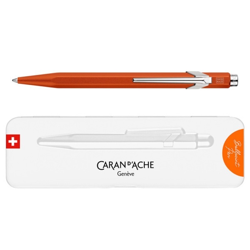 Długopis CARAN D'ACHE 849 Colormat-X, M, w pudełku, pomarańczowy