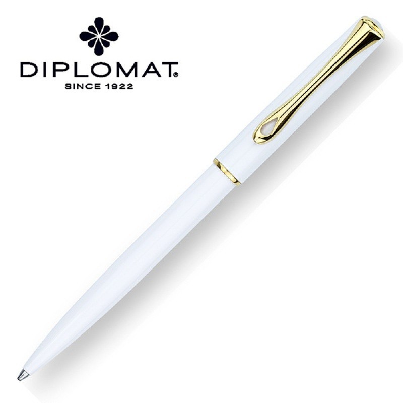 Długopis DIPLOMAT Traveller, biały/złoty