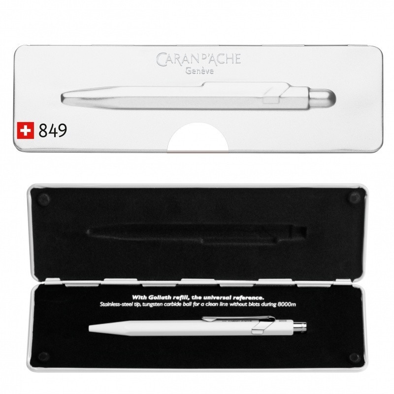 Długopis CARAN D'ACHE 849 Pop Line Fluo, M, w pudełku, biały