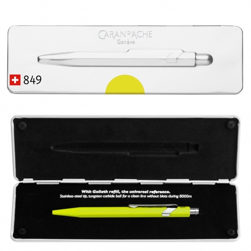 Długopis CARAN D'ACHE 849 Pop Line Fluo, M, w pudełku, żółty