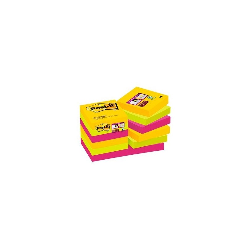 Karteczki samoprzylepne Post-it® Super Sticky, paleta Rio de Janeiro, 47,6 x 47,6mm , 12x90 kartek 622-12SS-RIO 70005271518