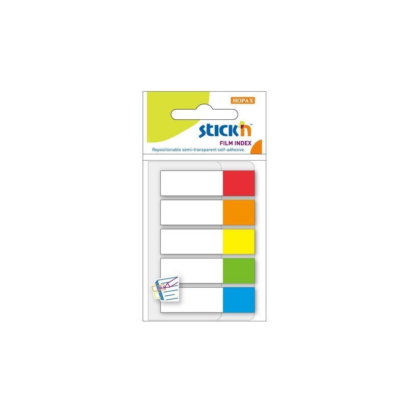 Zakładki indeksujące STICK`N 45x12mm mix 5 kolorów neon