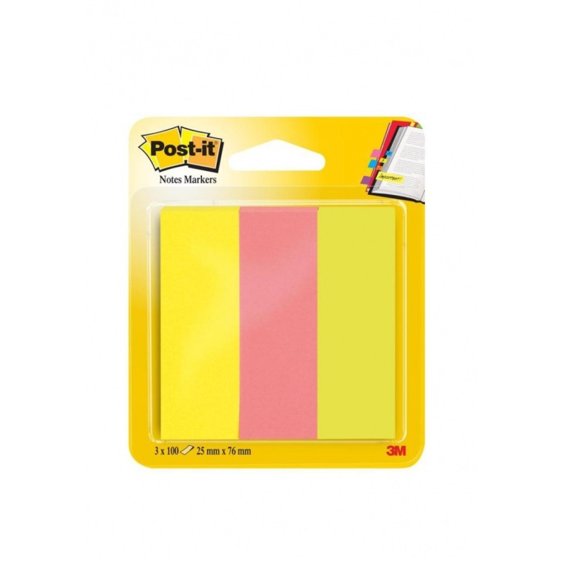 Zakładki indeksujące POST-IT (671/3), papier, 25x76mm, 3x100 kart., mix kolorów