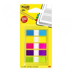 Zakładki indeksujące POST-IT (683-5CB), PP, 11,9x43,1mm, 5x20 kart., mix kolorów