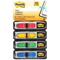Zakładki indeksujące POST-IT (684-ARR3), PP, 11,9x43,1mm, strzałka, 4x24 kart., mix kolorów