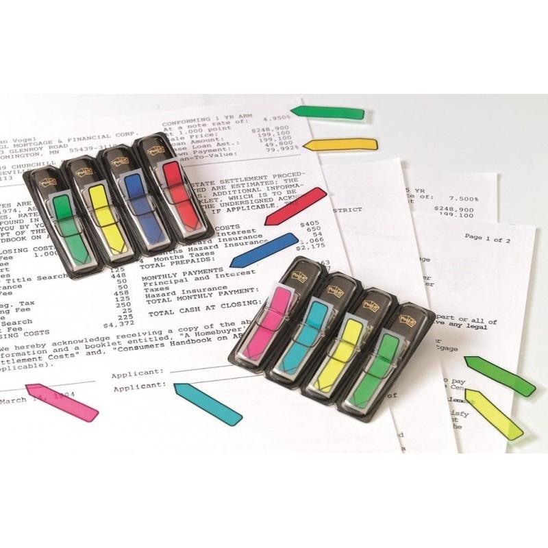 Zakładki indeksujące POST-IT (684-ARR3), PP, 11,9x43,1mm, strzałka, 4x24 kart., mix kolorów