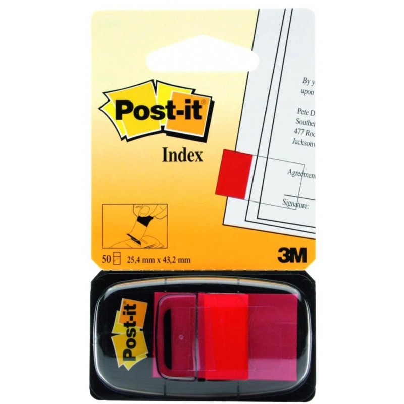Zakładki indeksujące POST-IT (680-1), PP, 25,4x43,2mm, 50 kart., czerwone