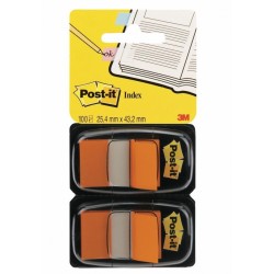 Zakładki indeksujące POST-IT (680-O2EU), PP, 25,4x43,2mm, 2x50 kart., pomarańczowy