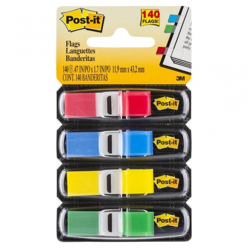 Zakładki indeksujące POST-IT (683-4), PP, 11,9x43,1mm, 4x35 kart., mix kolorów