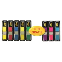 Zakładki indeksujące Post-it (683-P5+3), zestaw promocyjny, 11,9x43,1mm, 5x35 + 3x35 GRATIS, mix kolorów
