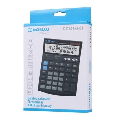 Kalkulator biurowy DONAU TECH, 12-cyfr. wyświetlacz, wym. 186x142x39 mm, czarny