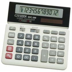 Kalkulator biurowy CITIZEN SDC-368, 12-cyfrowy, 152x152mm, czarno-biały