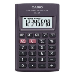 Kalkulator kieszonkowy CASIO HL-4A-S, 8-cyfrowy, 56x87mm, czarny