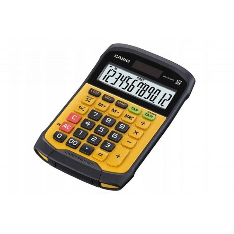 Kalkulator wodoodporny CASIO WM-320MT-S, 12-cyfrowy, 108,5x168,5mm, żółty, box