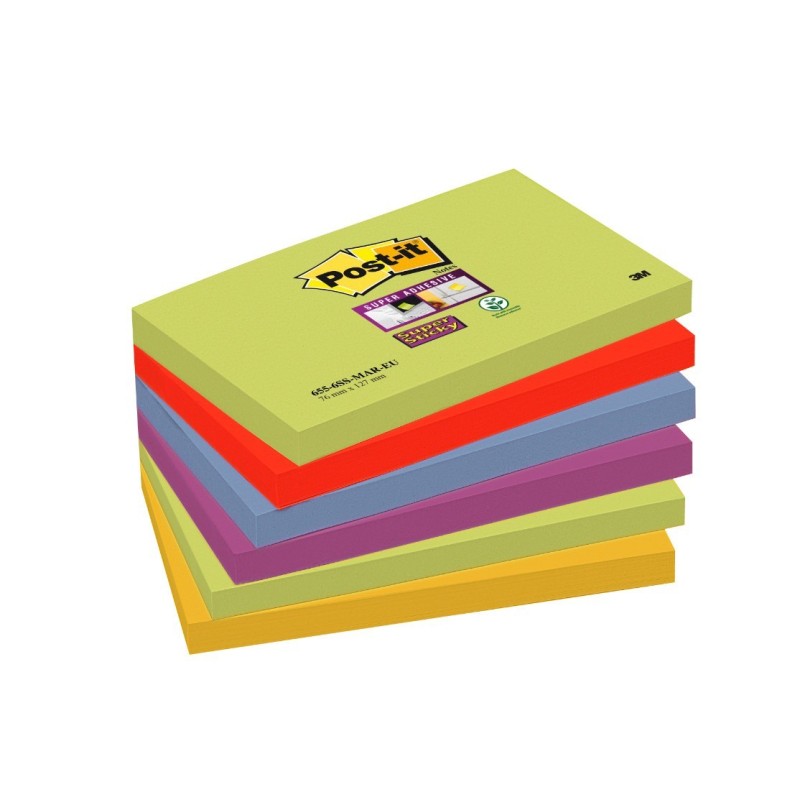 Bloczki samoprzylepne Post-it® Super Sticky, paleta Marrakesz, 76x127mm, 6x90 kartek