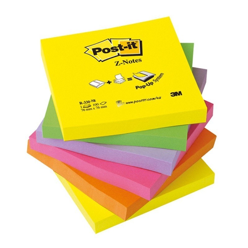 Bloczki samoprzylepne 3M POST-IT® R330-NR 76x76 Mix 100k