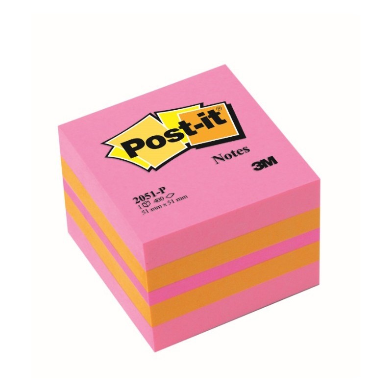 Bloczki samoprzylepne 3M POST-IT® 2051P 51x51 Różowy 400k