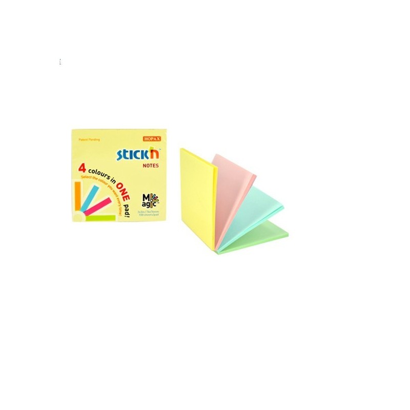 Notes samoprzylepny MAGIC PAD 76X76mm pastel mix (12) STICK'N