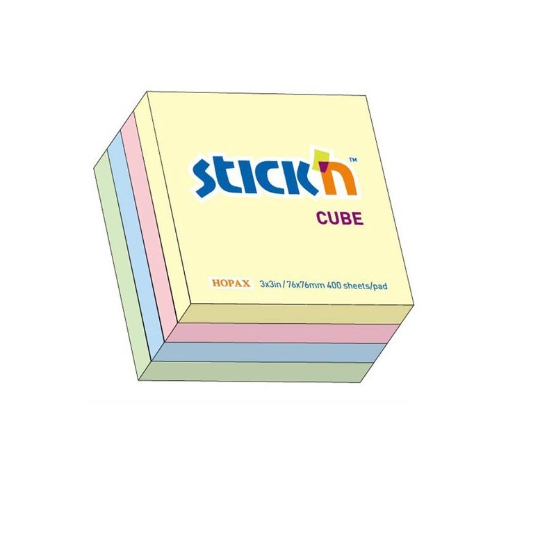 Notes samoprzylepny 76mmX76mm mix 4 kolory pastelowe 400 kartek STICK'N
