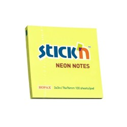 Notes Samoprzylepny 76mm x76mm  Żółty Neonowy  21133 Stick'n