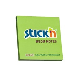 Notes Samoprzylepny 76mm x76mm  Zielony Neonowy  21167 Stick'n