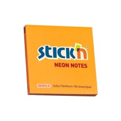 Notes Samoprzylepny 76mm x76mm  Pomarańczowy Neonowy  21164 Stick'n